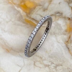 NEW 925 Sterling Silver & Cubic Zirconia Full Eternity Band Size 9